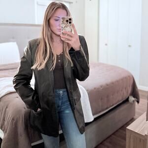 Vintage Hill & Archer Black Genuine Leather Blazer Jacket Women’s XL Oversized